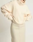 Look By M Sweater One size Dolman Funnelneck Pullover Sweater - Cream