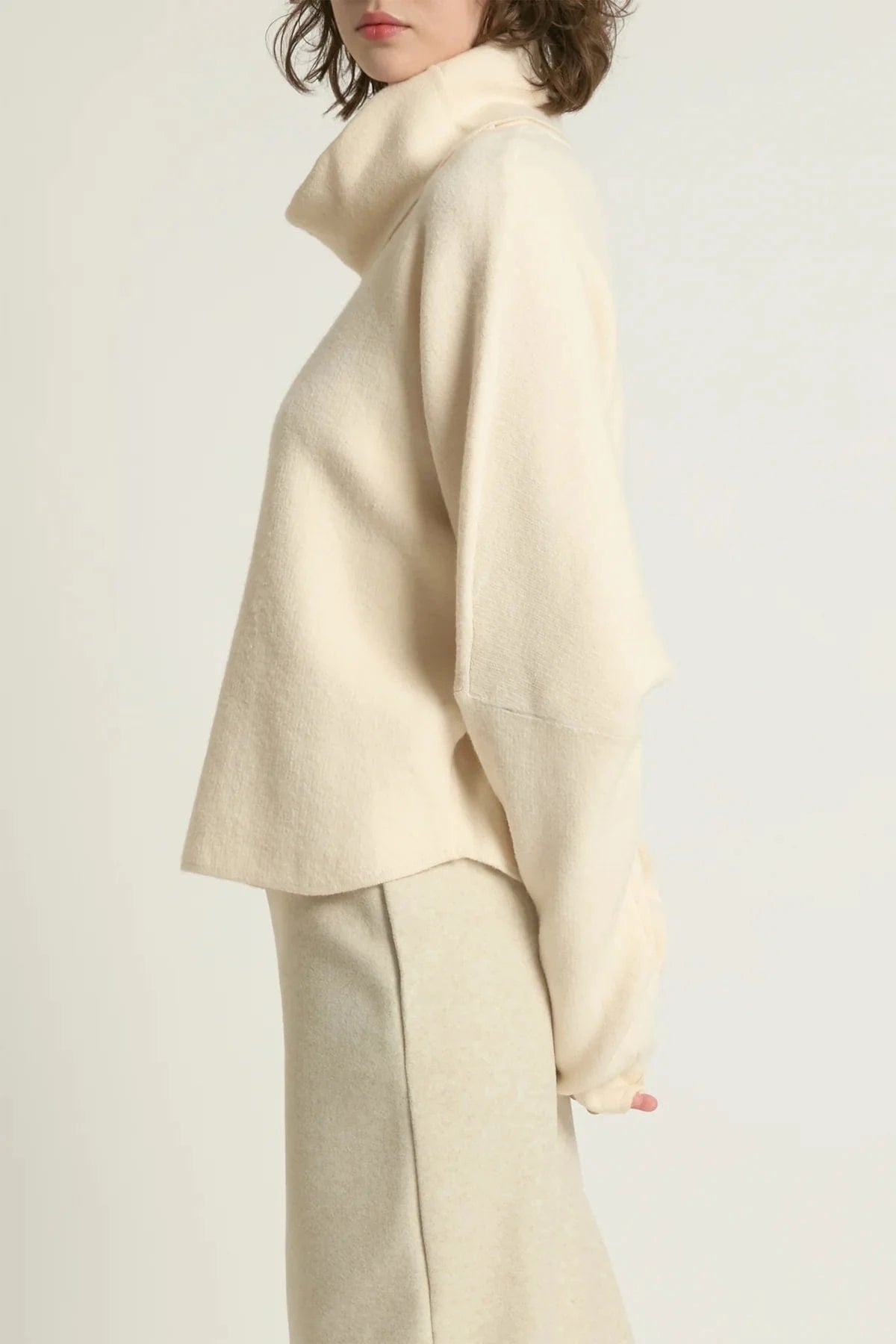 Look By M Sweater One size Dolman Funnelneck Pullover Sweater - Cream