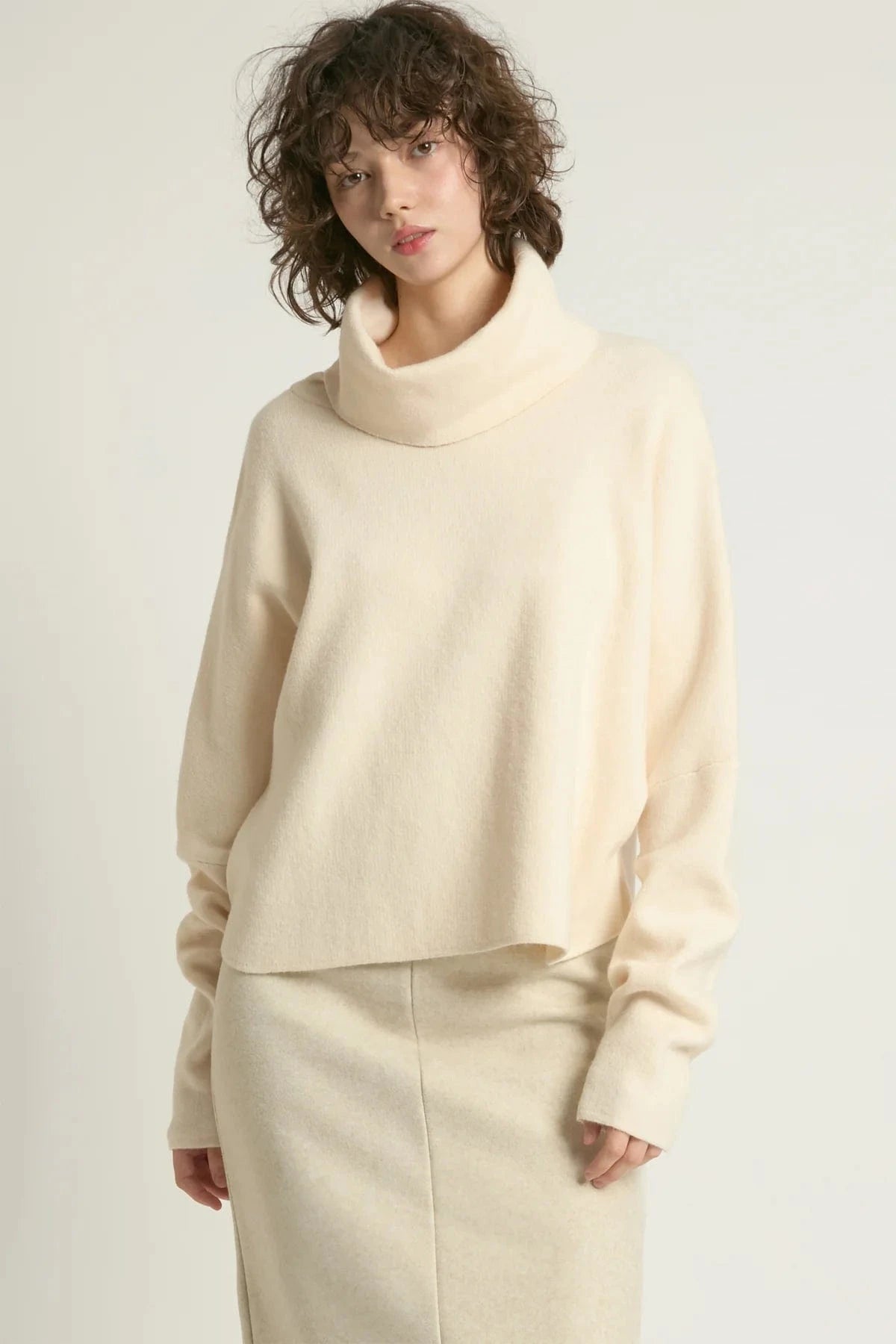Look By M Sweater One size Dolman Funnelneck Pullover Sweater - Cream
