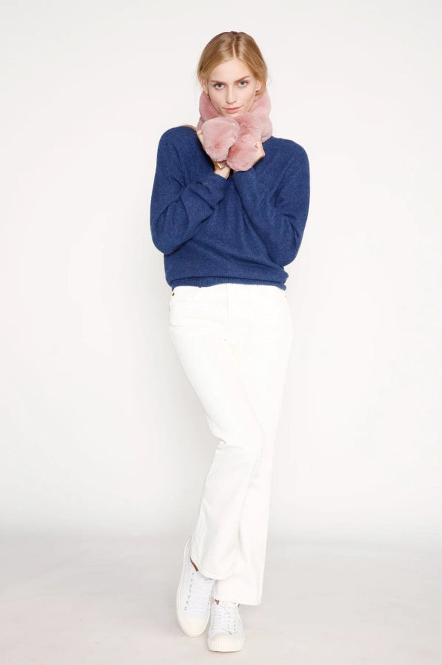 Look by M Sweater Pure Blue Basic Mock Neck Sweater