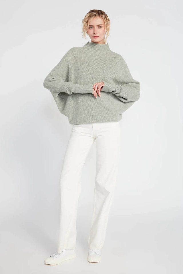 Look by M Sweater Sage Green Basic Slouchy Sweater