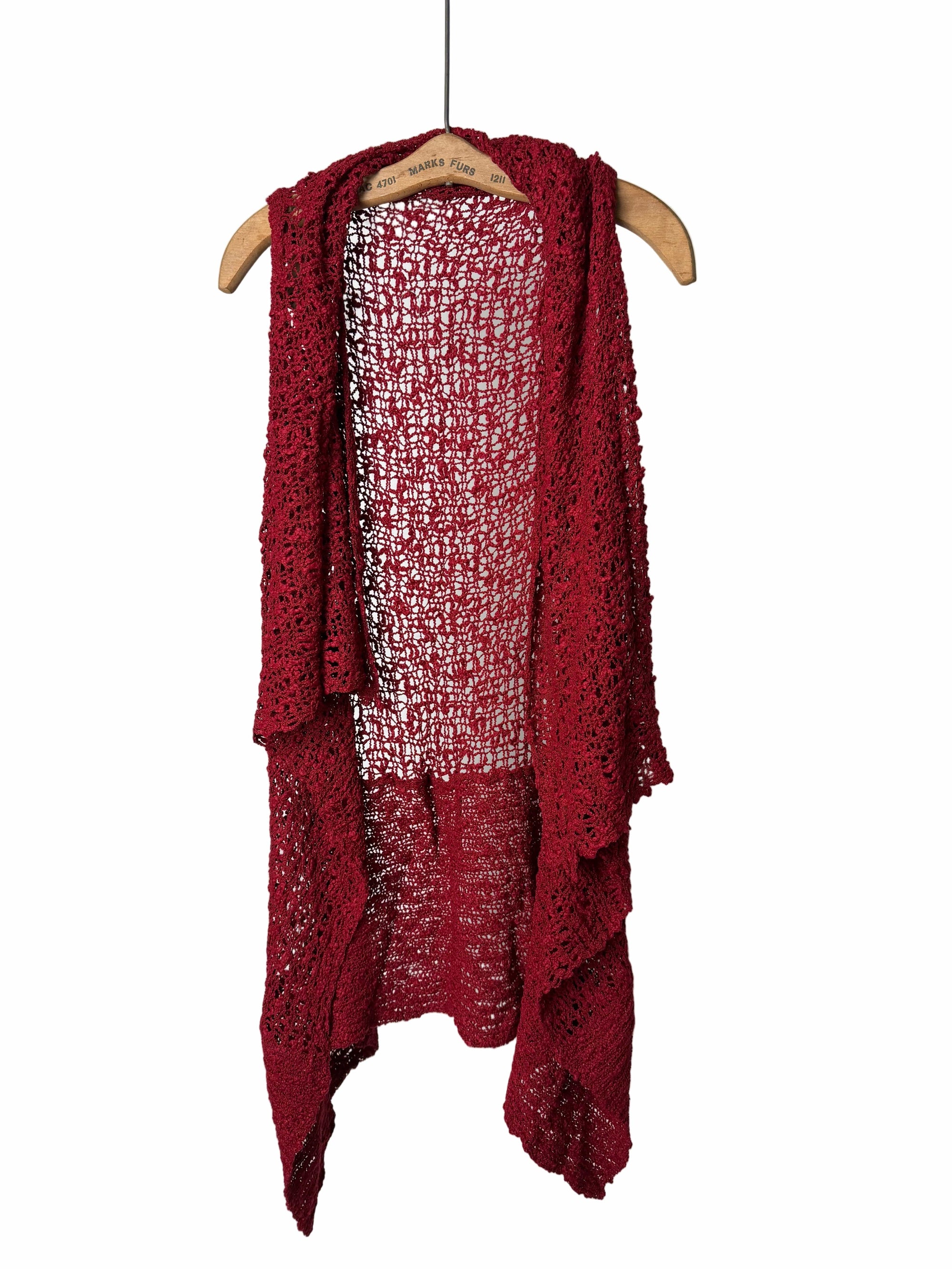 Lost River vest Reversible Popcorn Knit Shawl Vest - red