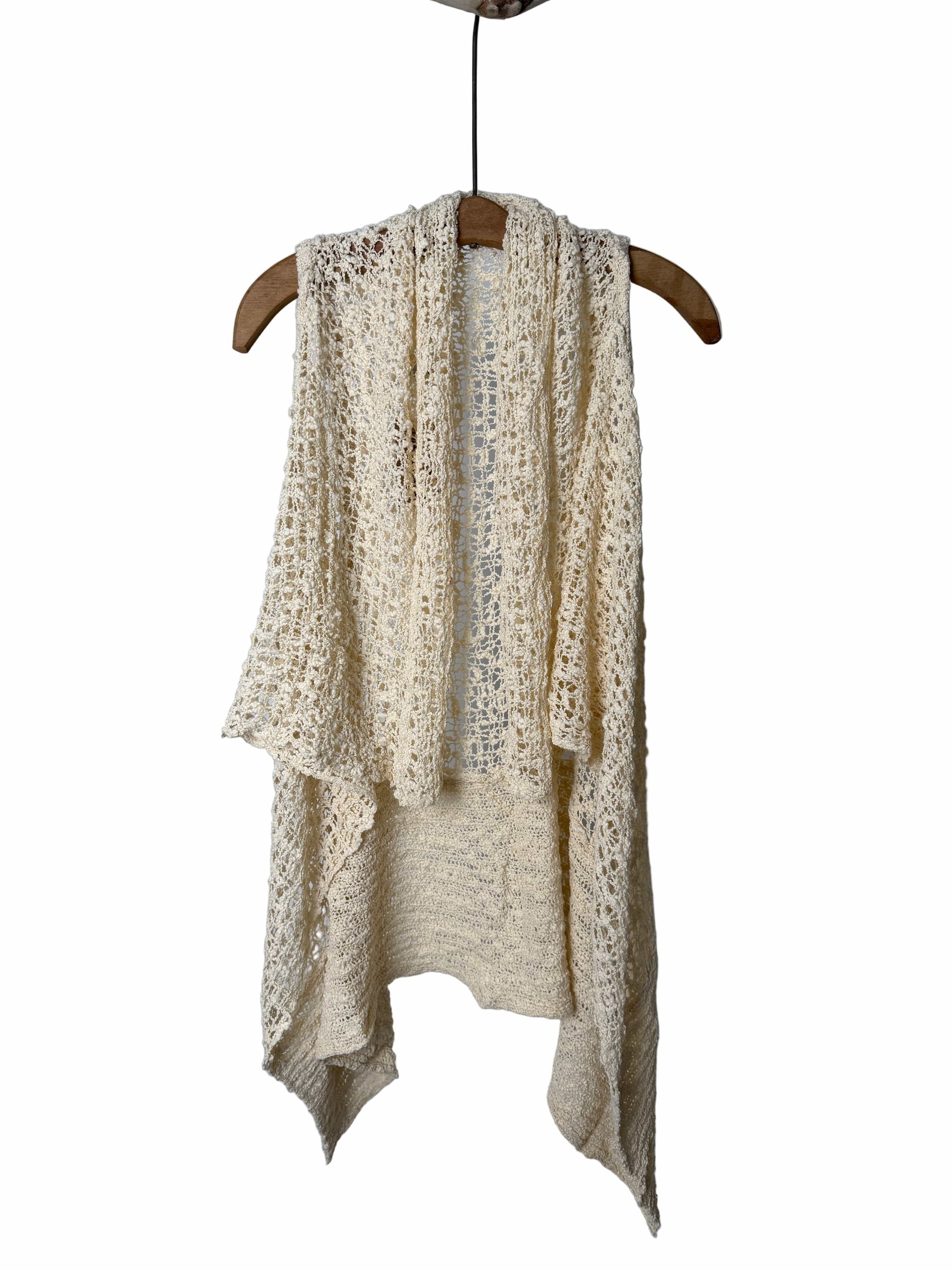 Lost River vest Reversible Popcorn Knit Shawl Vest - winter white