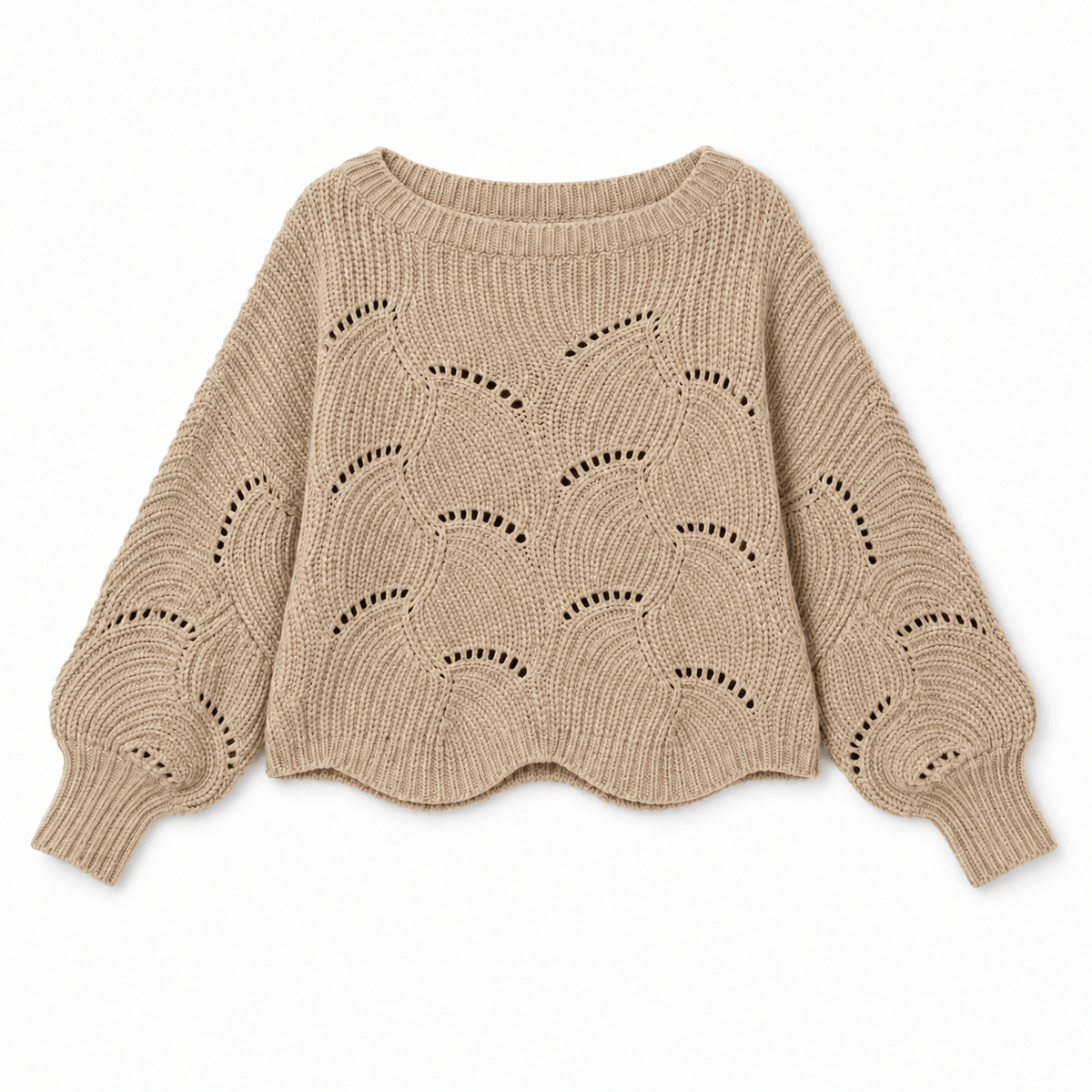 Magic Scarf Sweater Sunday Cable Knit Poncho Sweater - Beige