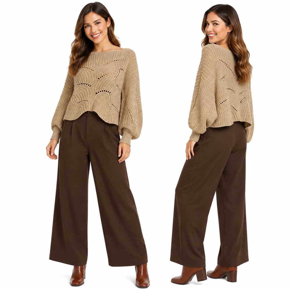 Magic Scarf Sweater Sunday Cable Knit Poncho Sweater - Beige
