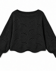 Magic Scarf Sweater Sunday Cable Knit Poncho Sweater - Black
