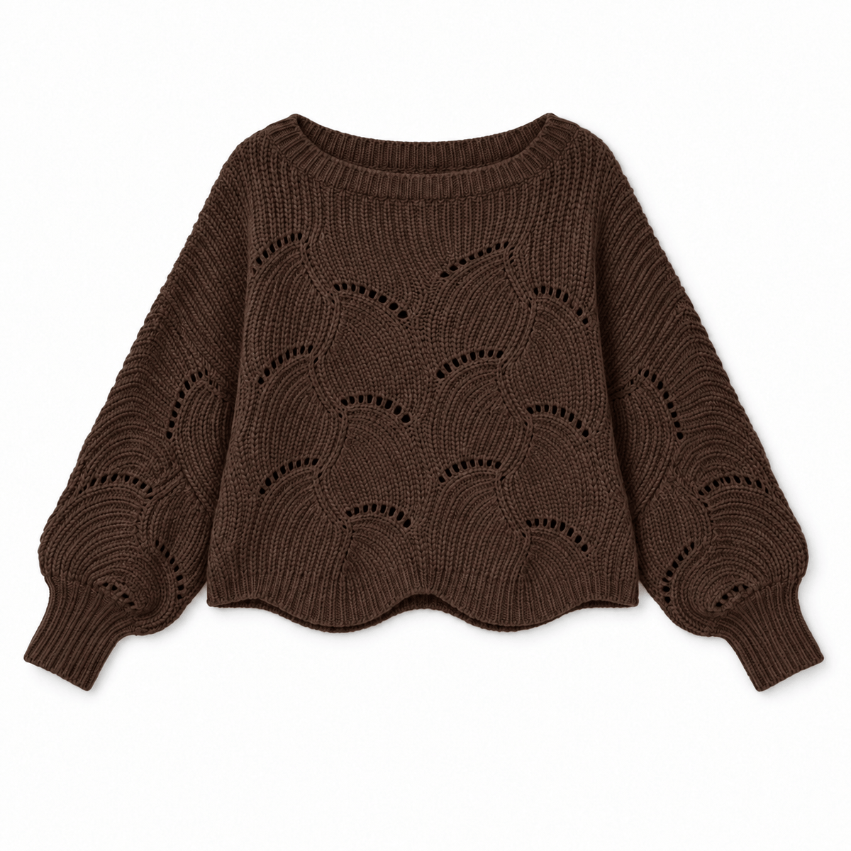 Magic Scarf Sweater Sunday Cable Knit Poncho Sweater - Chocolate