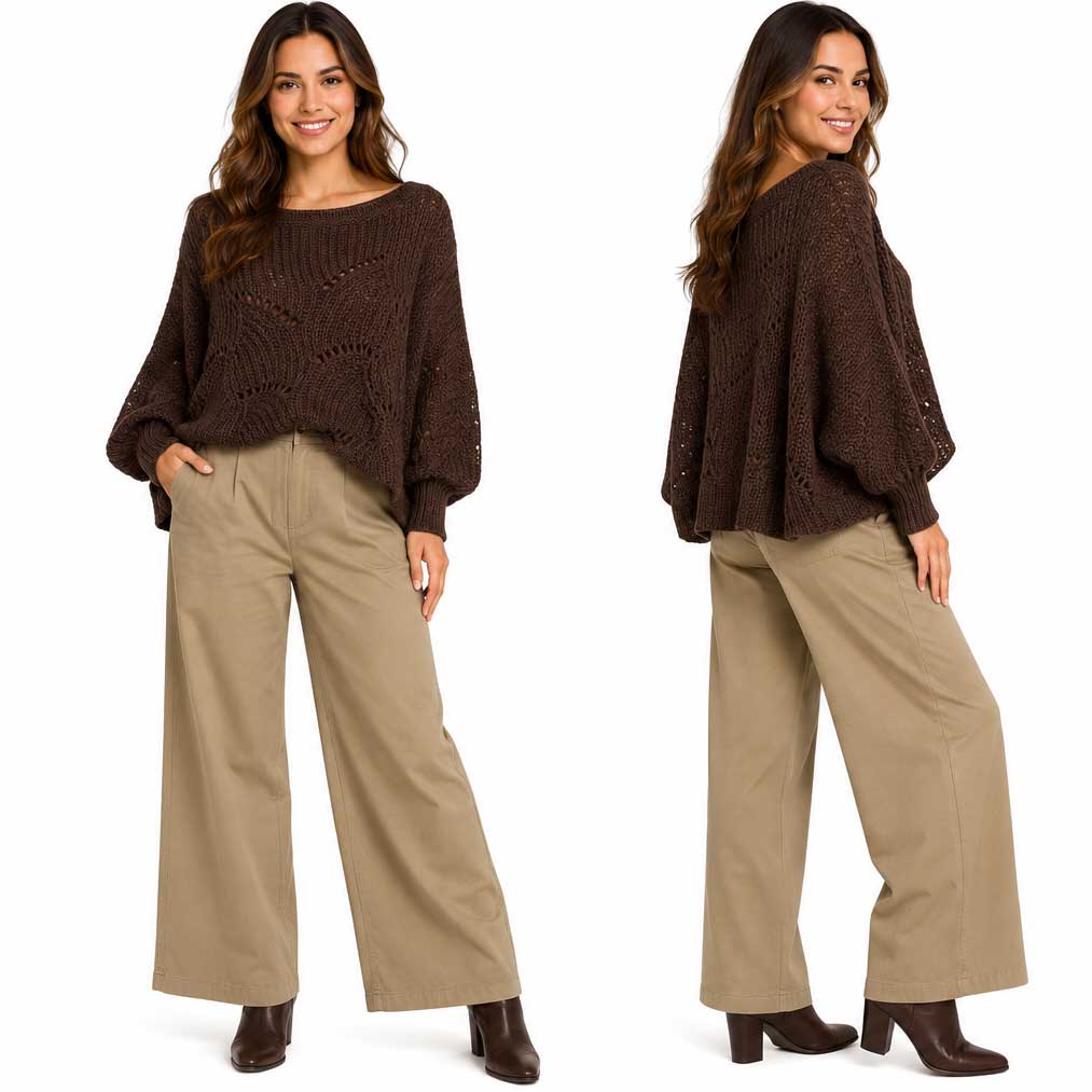 Magic Scarf Sweater Sunday Cable Knit Poncho Sweater - Chocolate