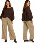 Magic Scarf Sweater Sunday Cable Knit Poncho Sweater - Chocolate