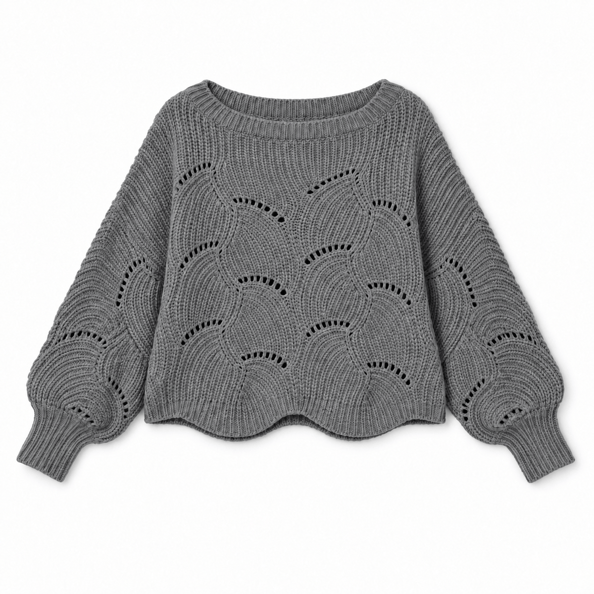 Magic Scarf Sweater Sunday Cable Knit Poncho Sweater - Grey