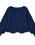 Magic Scarf Sweater Sunday Cable Knit Poncho Sweater - Navy