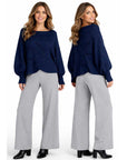 Magic Scarf Sweater Sunday Cable Knit Poncho Sweater - Navy
