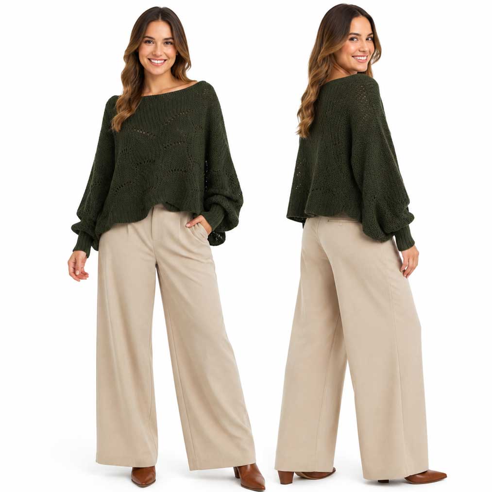 Magic Scarf Sweater Sunday Cable Knit Poncho Sweater - Olive