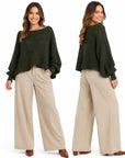 Magic Scarf Sweater Sunday Cable Knit Poncho Sweater - Olive