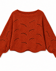 Magic Scarf Sweater Sunday Cable Knit Poncho Sweater - Paprika
