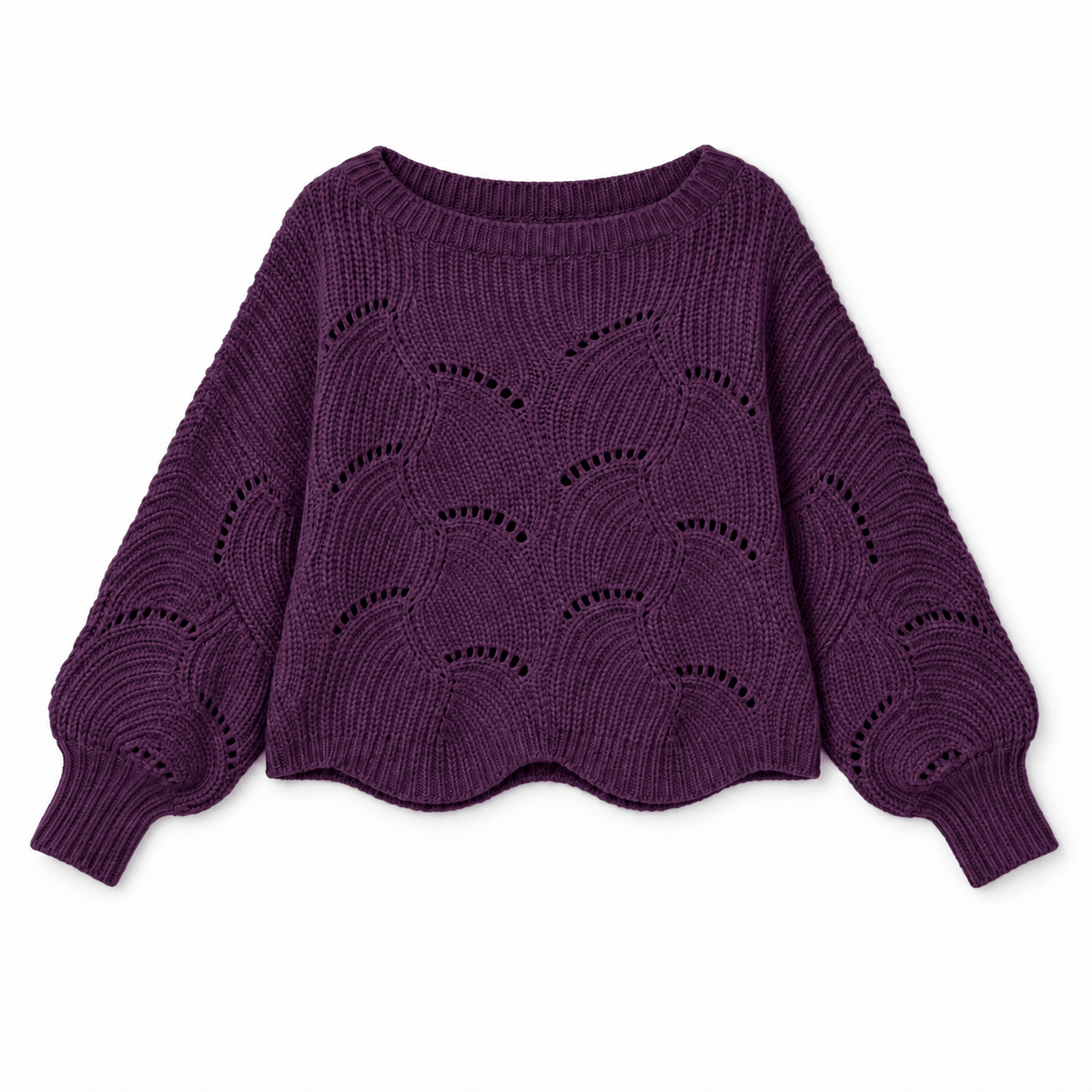 Magic Scarf Sweater Sunday Cable Knit Poncho Sweater - Plum