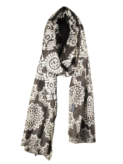 Nusantara Carob Medallion Print Sheer Wool Stole