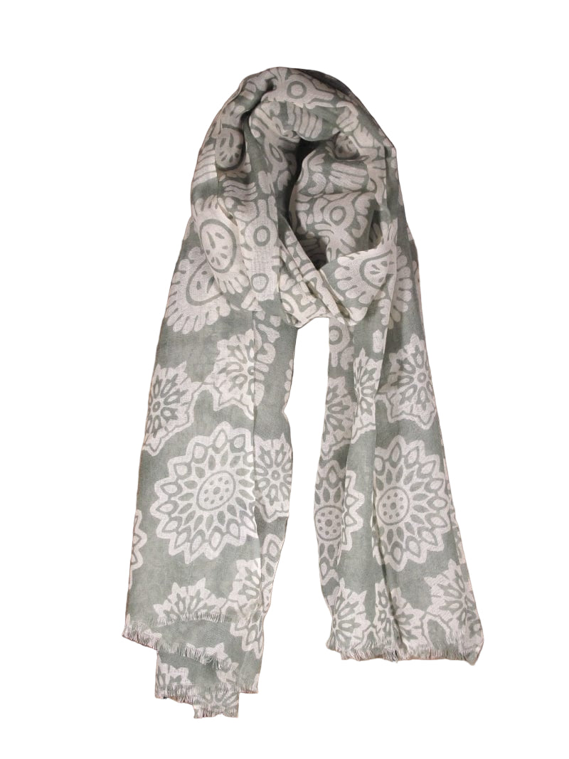 Nusantara Jade Medallion Print Sheer Wool Stole