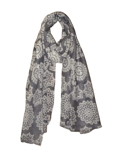 Nusantara Medallion Print Sheer Wool Stole