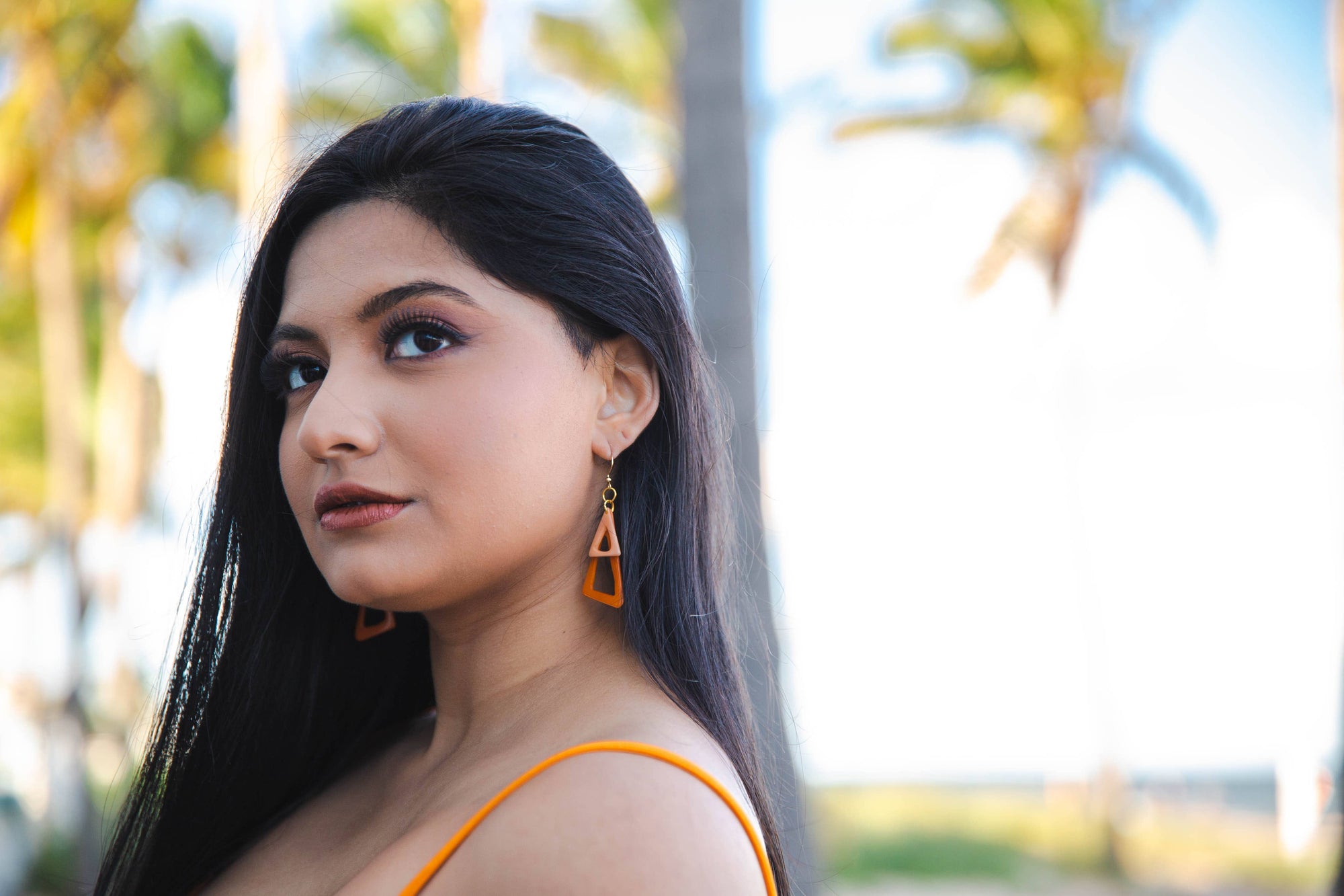 Organic Tagua Jewelry earrings Orange/Peach Maila Earrings