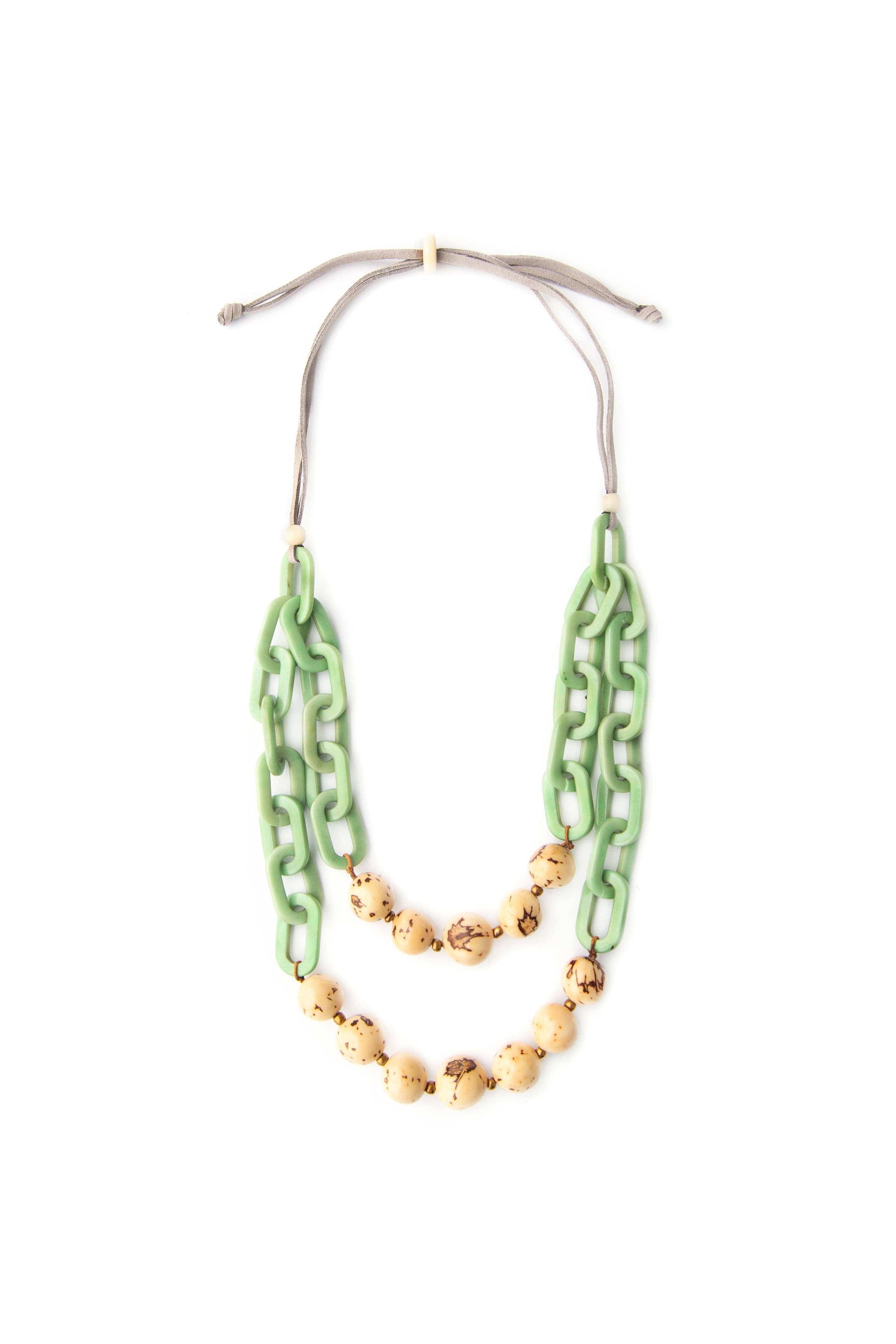 Organic Tagua Jewelry Necklace Mint/Ivory June Necklace