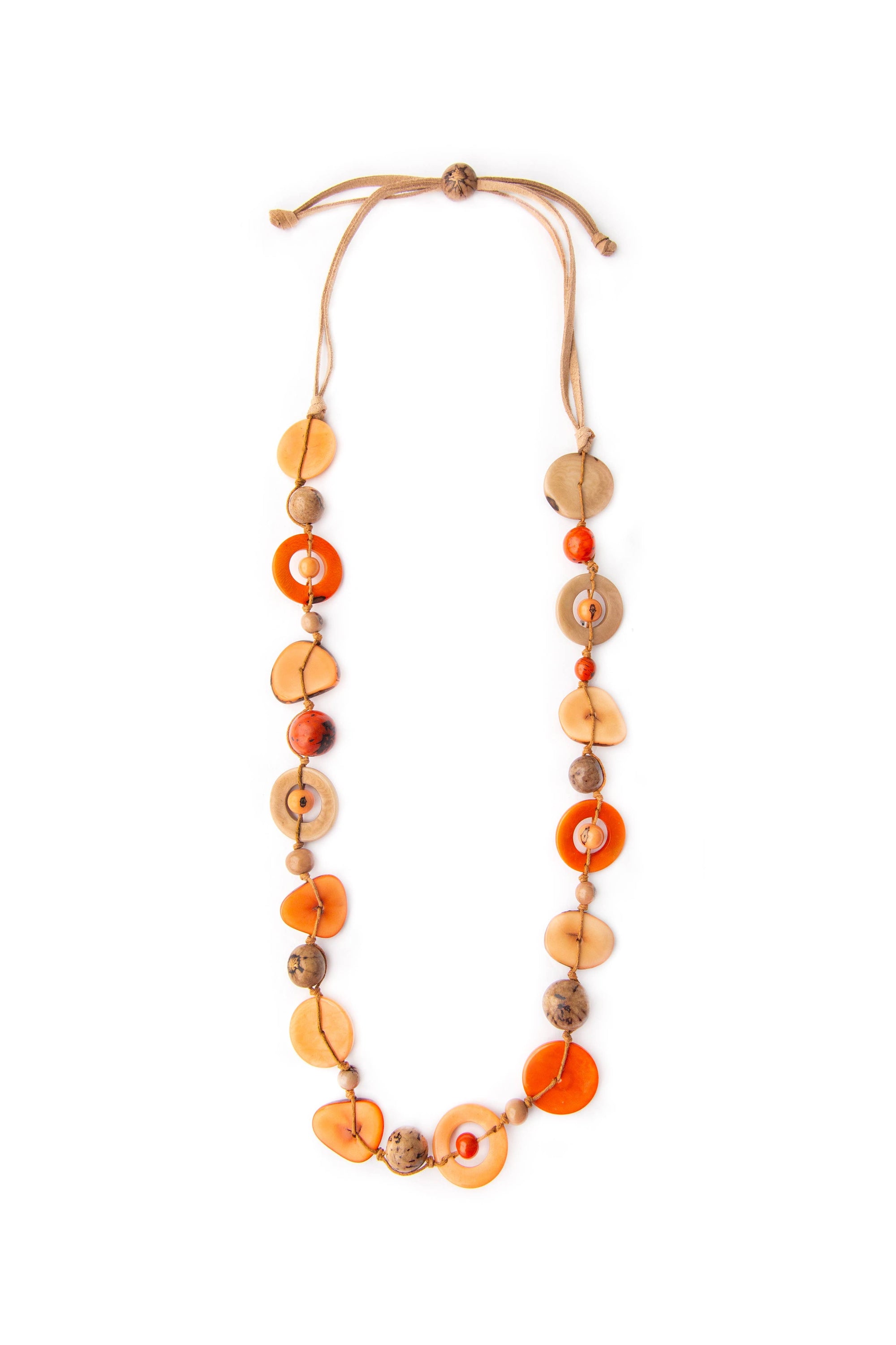 Organic Tagua Jewelry Necklace Orange Combo Brianna Necklace