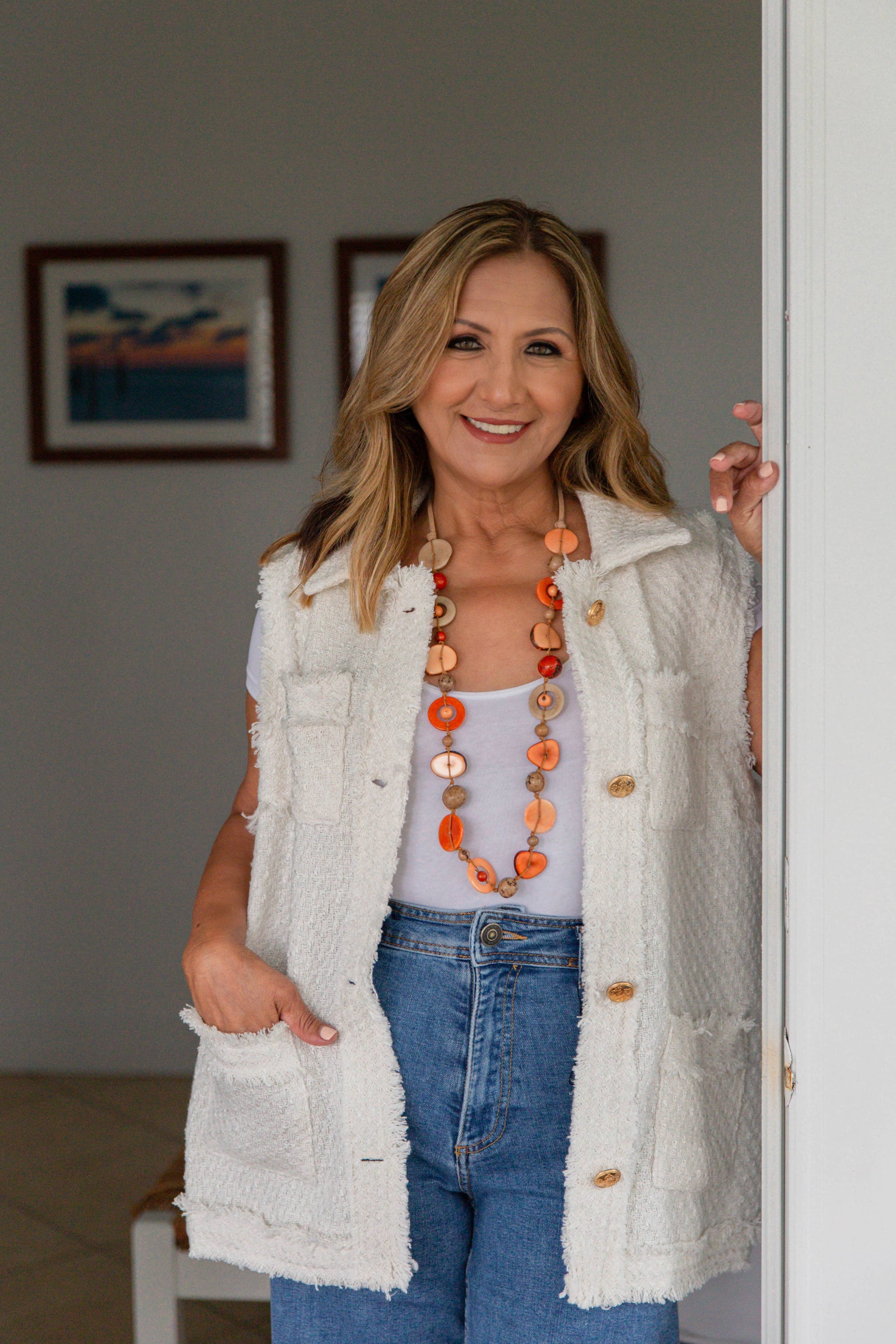 Organic Tagua Jewelry Necklace Orange Combo Brianna Necklace