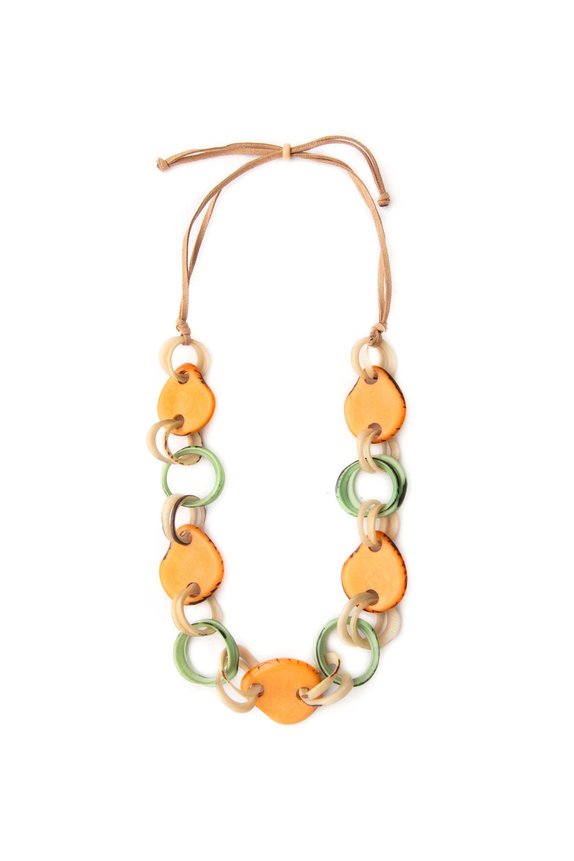 Organic Tagua Jewelry Necklace Peach/Mint Bonnie Necklace