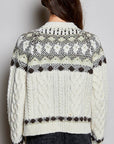 Pol Clothing Cardigan OS / OATMEAL Fair Isle Pattern Cable Button Front Knit Cardigan
