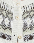 Pol Clothing Cardigan OS / OATMEAL Fair Isle Pattern Cable Button Front Knit Cardigan