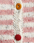 Pol Clothing Sweater One Size / PINK MULTI Long Sleeve Striped Colorful Button Accents Sweater