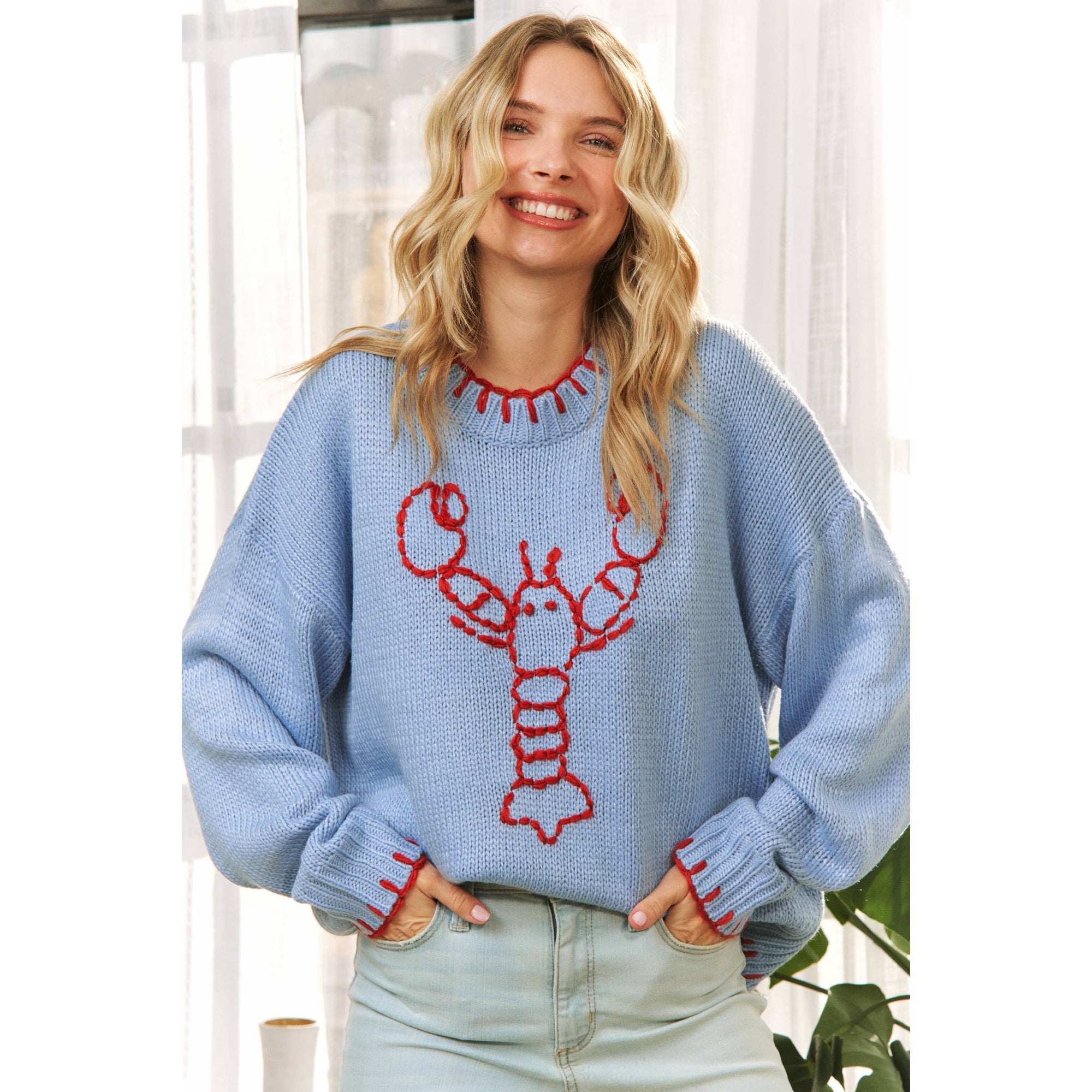 Sweet Generis Sweater Medium / Blue Stone Lovely Lobster Pullover