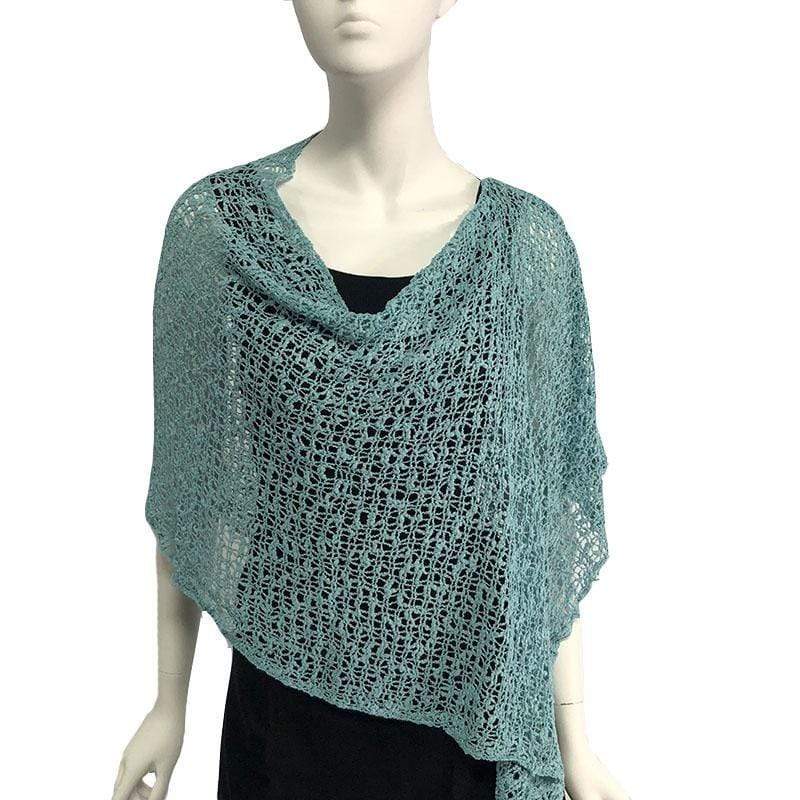 Tanami Poncho Aqua Popcorn Knit Poncho Biasa (Aqua)