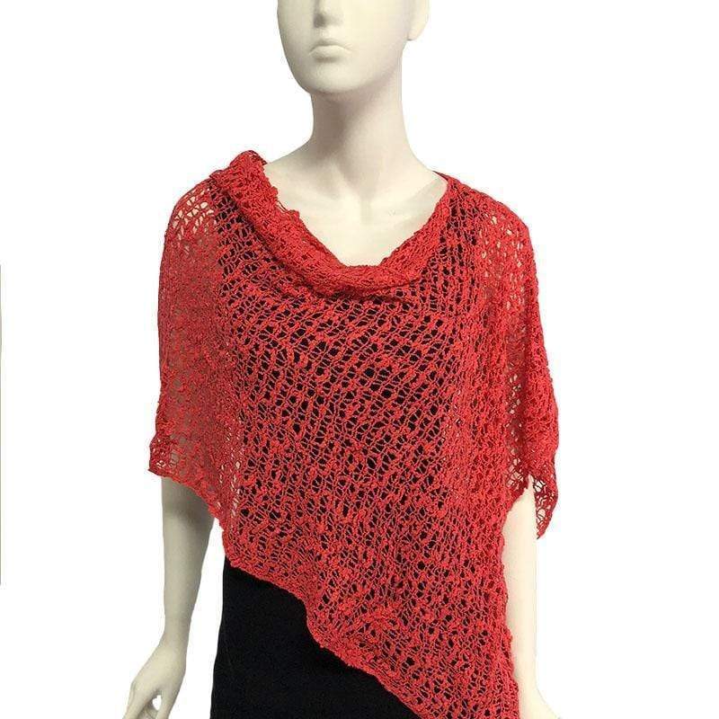 Tanami Poncho Arancio Popcorn Knit Poncho Biasa (Arancio)