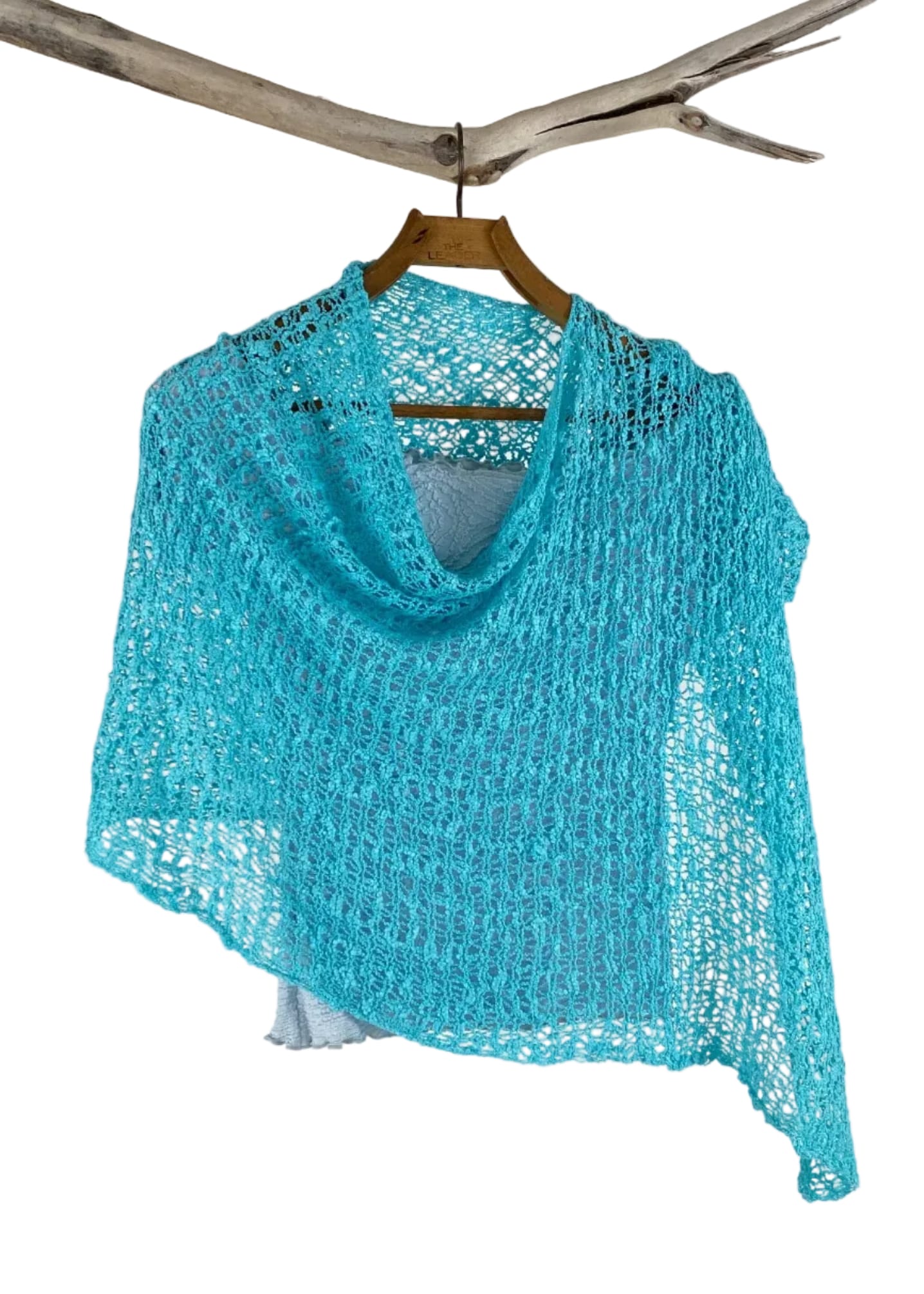 Tanami Poncho Caribbean Blue Popcorn Knit Poncho Biasa (Caribbean Blue)