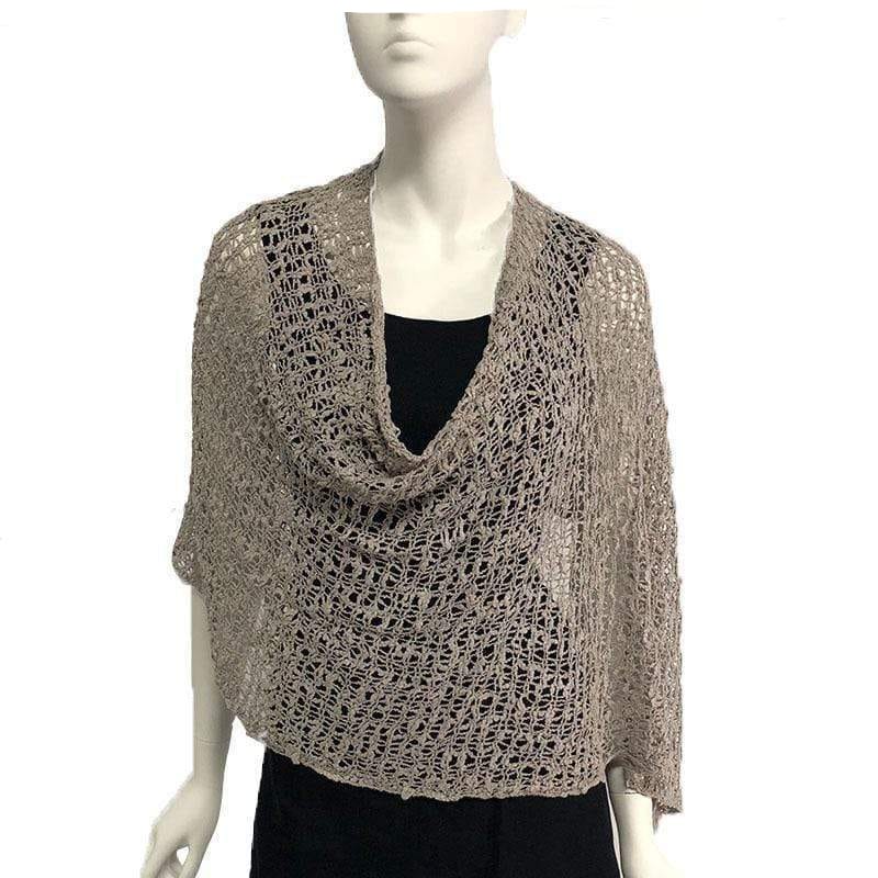 Tanami Poncho Grey Popcorn Knit Poncho Biasa (Grey)