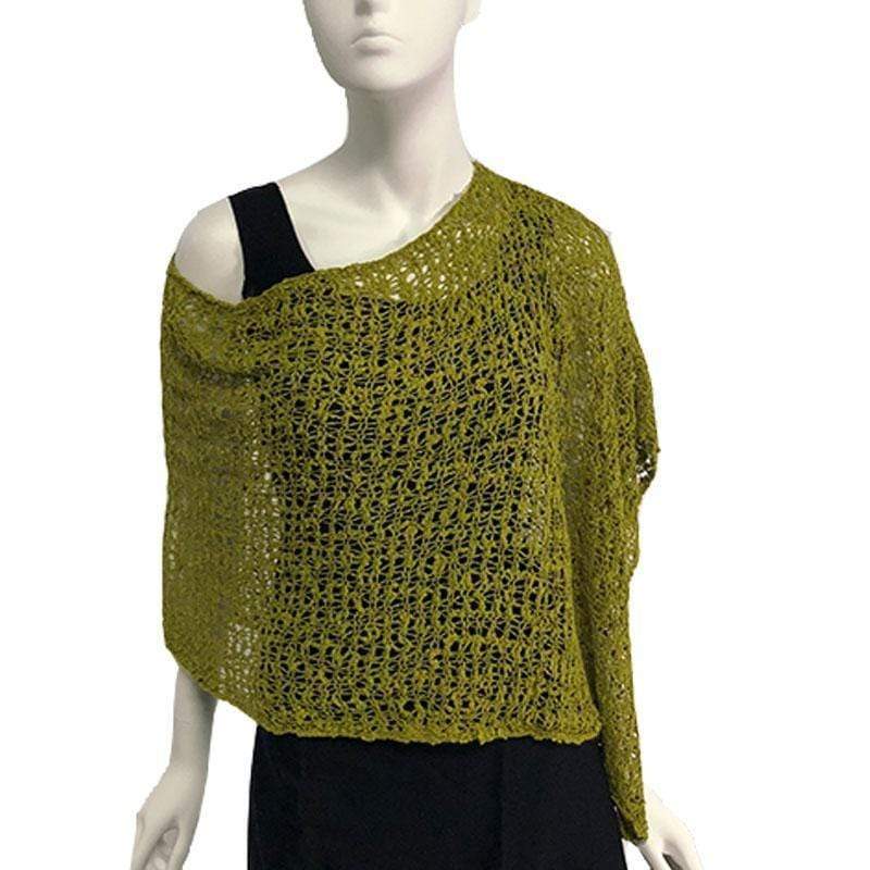 Tanami Poncho Kiwi Popcorn Knit Poncho Biasa (Kiwi)