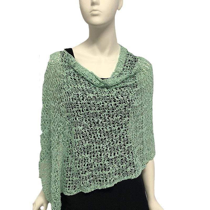 Tanami Poncho Mint Popcorn Knit Poncho Biasa (Mint)