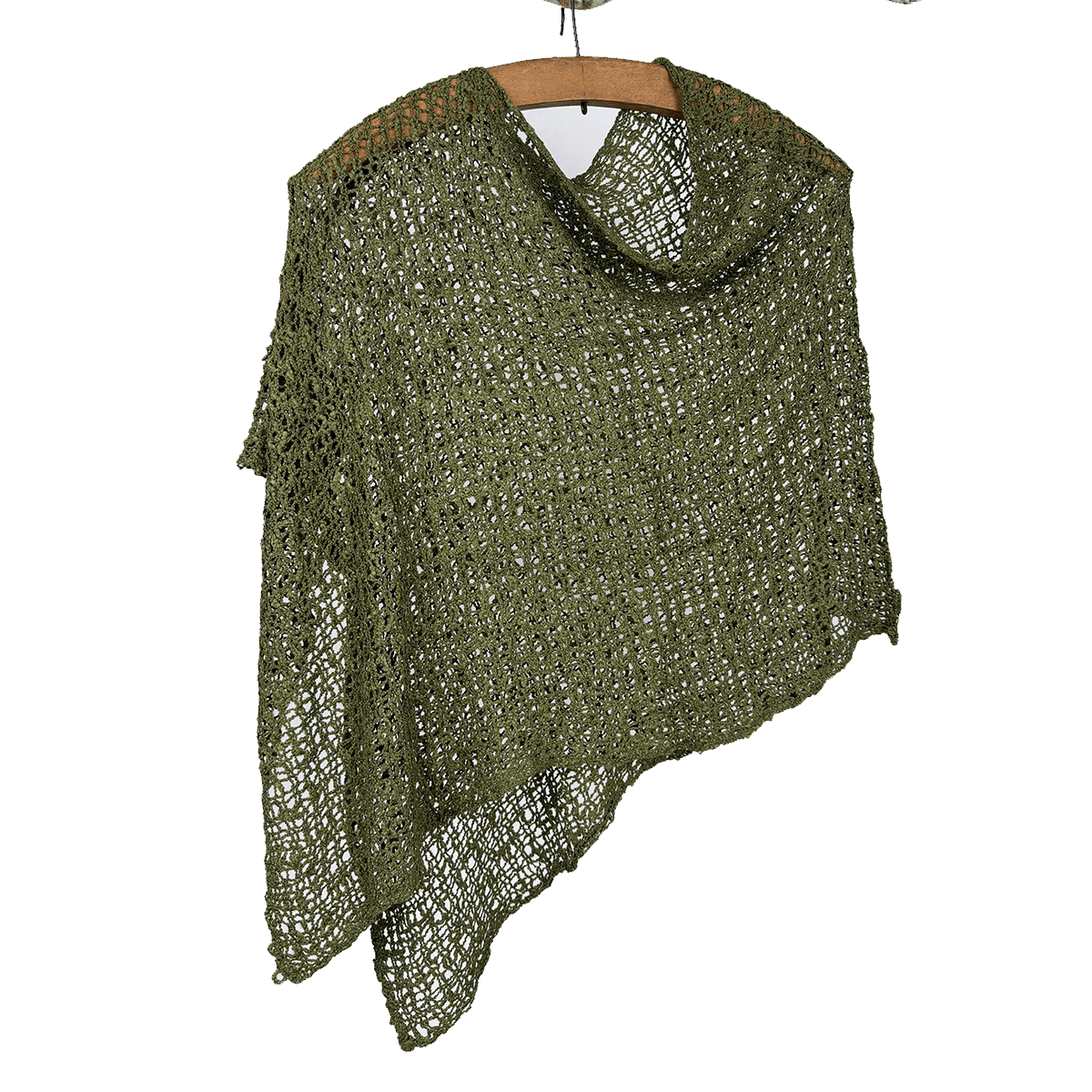 Tanami Poncho Olive Popcorn Knit Poncho Biasa (Olive)