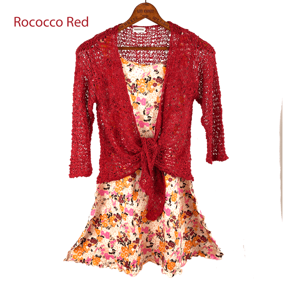 Tanami Sweater Rococco Red Tanami Tie Front Popcorn Sweater Shrug