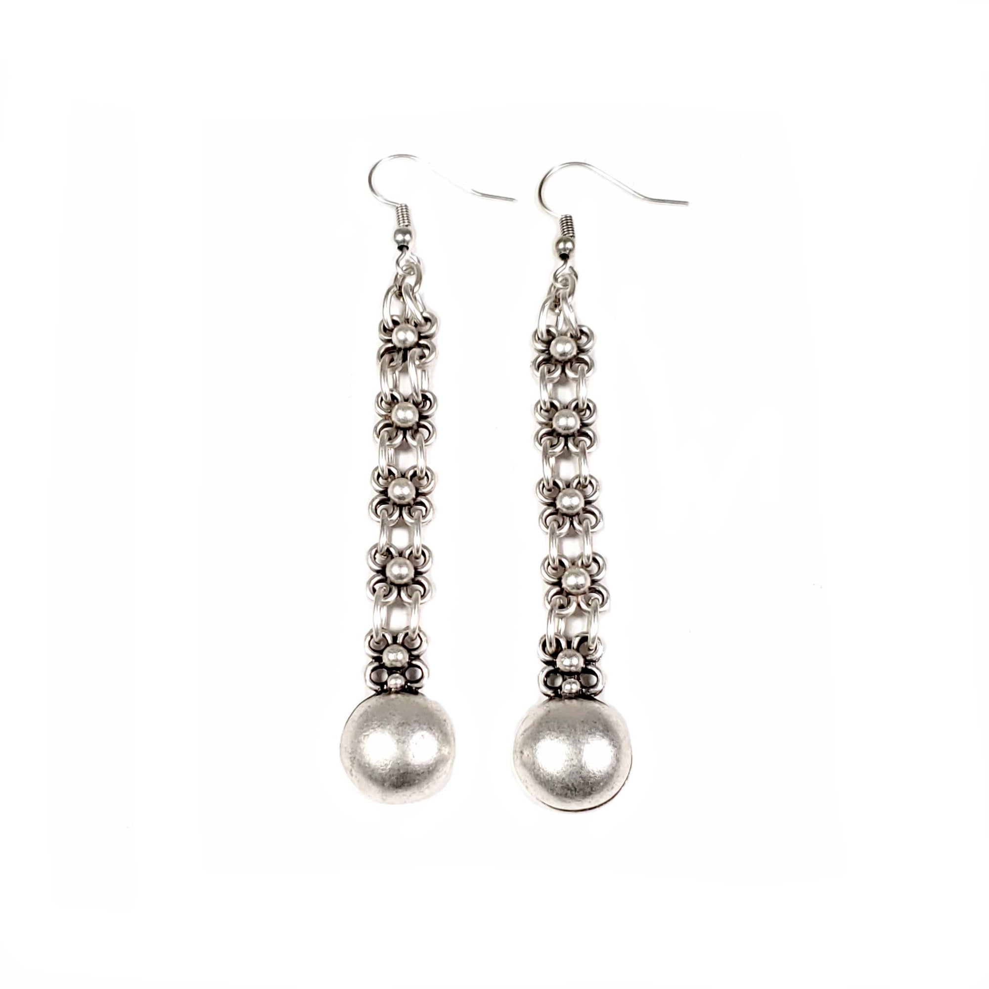 The Ancient Bazaar Jewelry &amp; Accessories Earring Boho Long floral Pewter Earrings