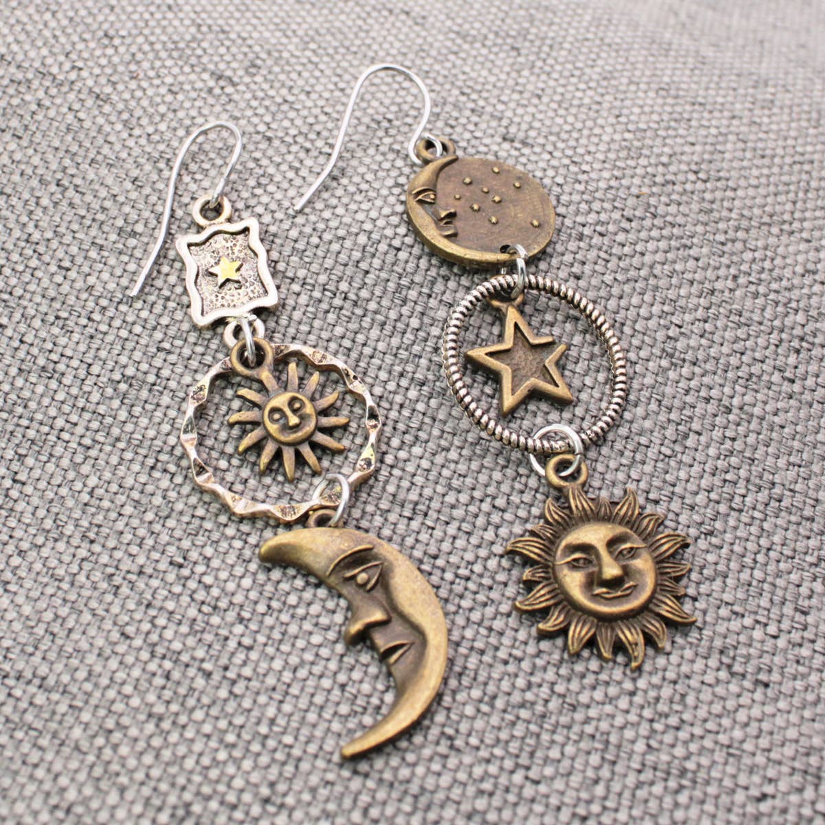 ZAD jewelry Celestial Dream Linear Sun Moon Earrings