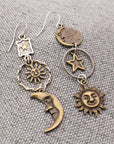 ZAD jewelry Celestial Dream Linear Sun Moon Earrings