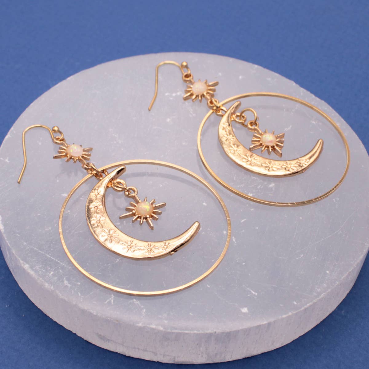 ZAD jewelry Celestial Dreams Moon Sun Gold Earrings