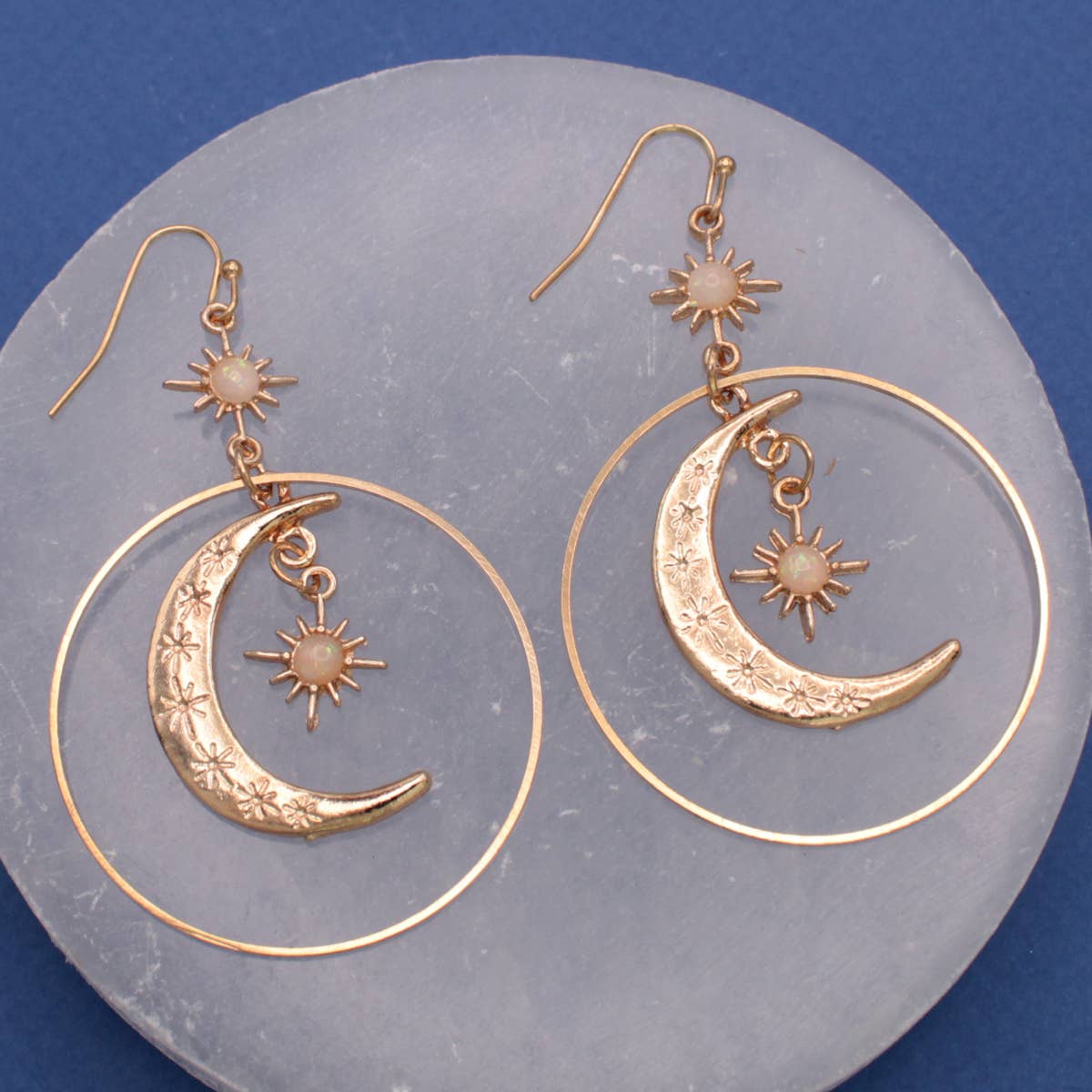 ZAD jewelry Celestial Dreams Moon Sun Gold Earrings