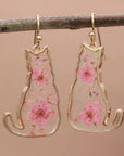 ZAD jewelry Feline Friend Cat Dried Flower Earrings