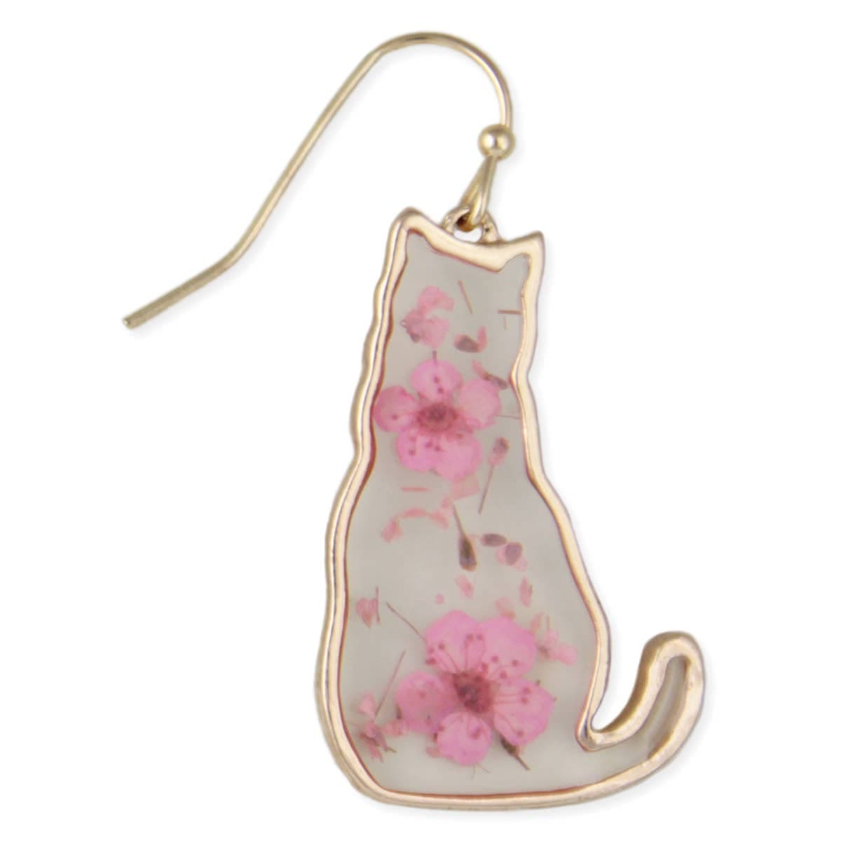ZAD jewelry Feline Friend Cat Dried Flower Earrings