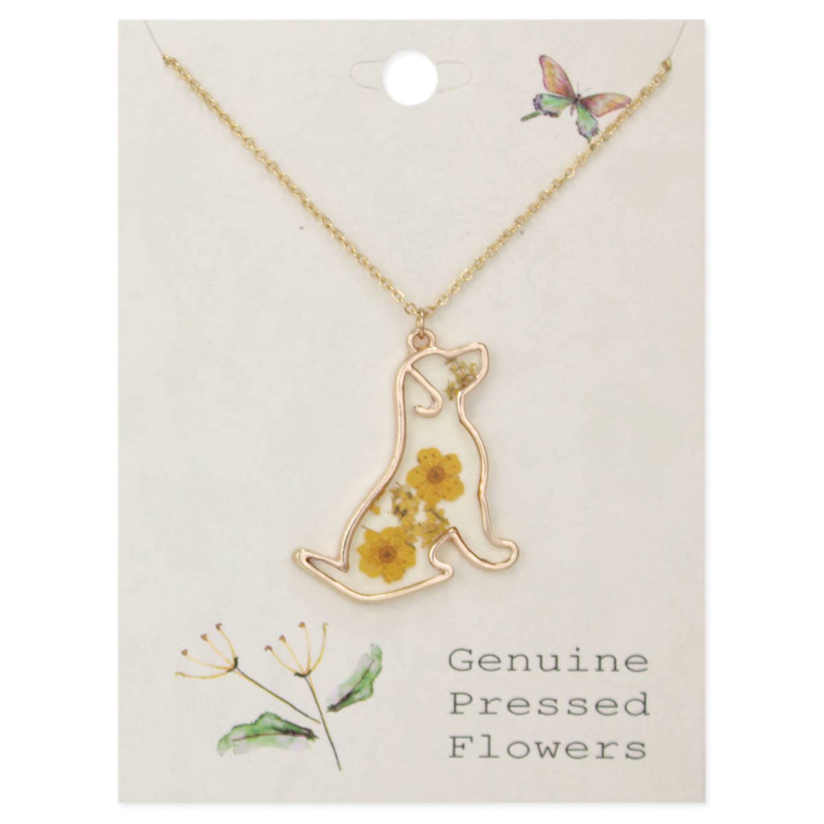 ZAD jewelry Floral Friend Gold Dog Dried Flower Necklace