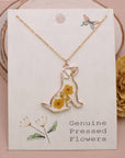 ZAD jewelry Floral Friend Gold Dog Dried Flower Necklace