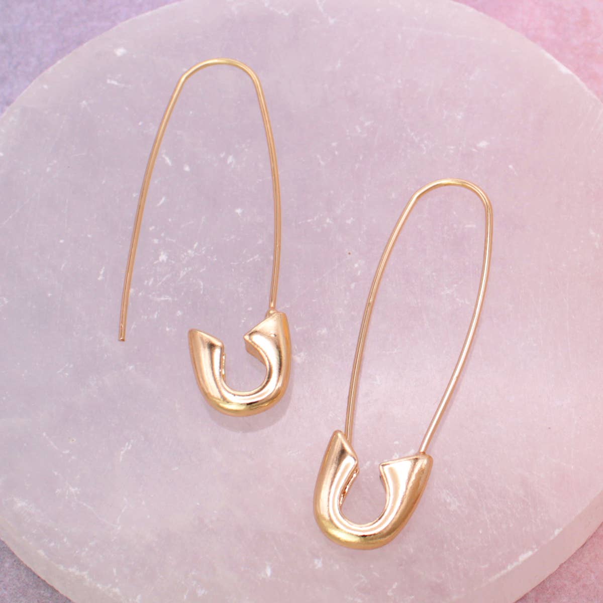 ZAD jewelry Gold Safety Pin Hoop Earrings